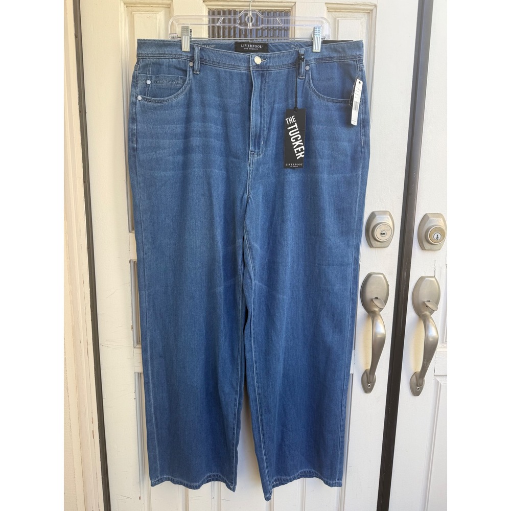 Liverpool Los Angeles The Tucker Straight‎ Leg Jeans Blue Denim Size 16/33 NEW